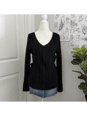 y2k cable knit cotton & nylon sweater